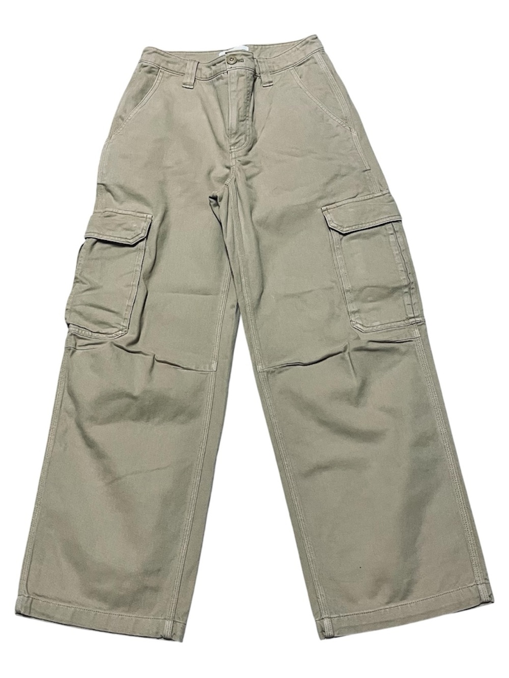 TNA Aritzia Cargo Jeans Khaki Wide Leg Mid Rise Size 4